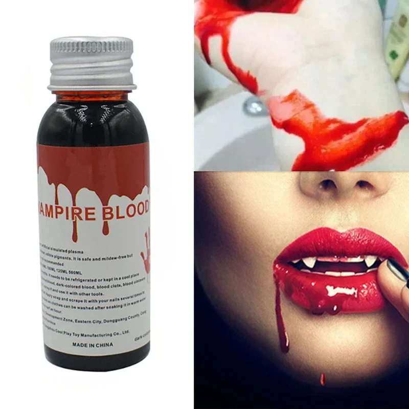 1 botella de emulación de Halloween, accesorios falsos, maquillaje de sangre, 30-100ml, sangre entera, accesorios de broma para Cosplay, maquillaje para persona, Plasma falso 2025