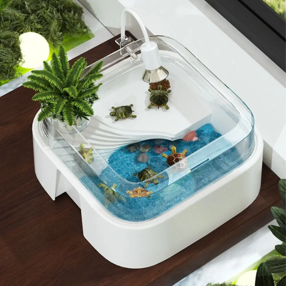

Большой прозрачный аквариум для черепах с защитой от побегов, полностью прозрачный, для разведения, с солнечной платформой, пластиковый аквариум для черепах