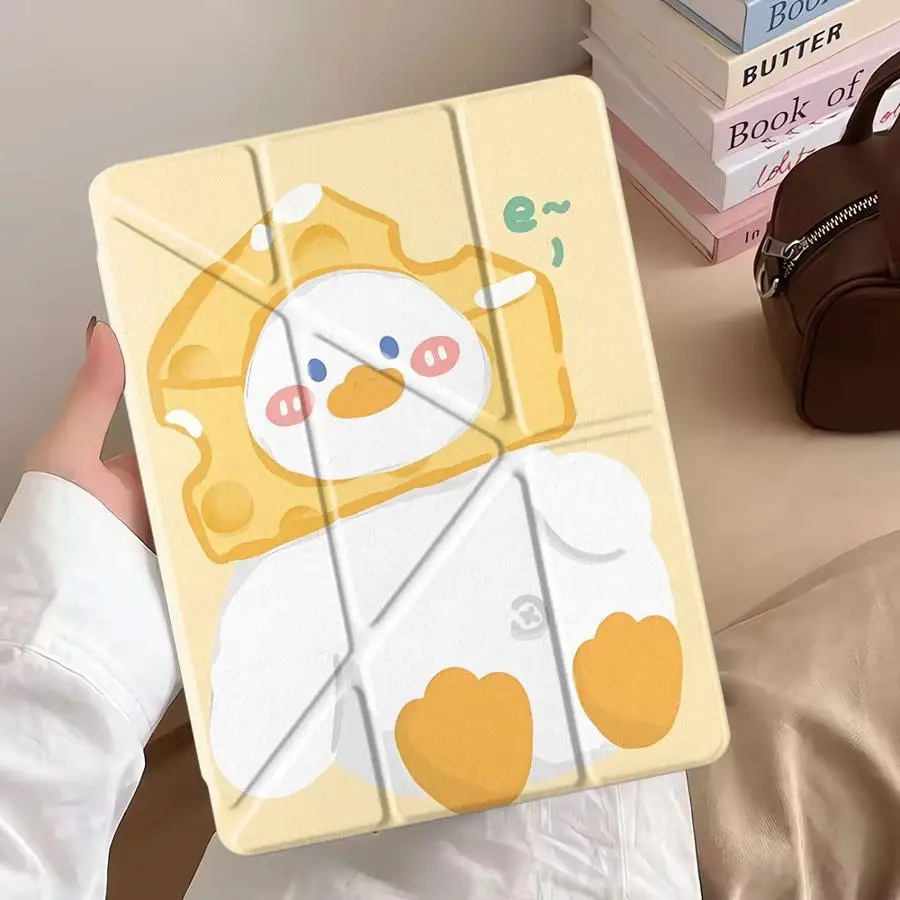 

White Duck Cheese Holder Cover Tablet Case For iPad Pro 2025 Pro 11th 10th 9th 8th 7th 12.9inch Air 4 5 M3 M2 1 2 M4 11inch Mini