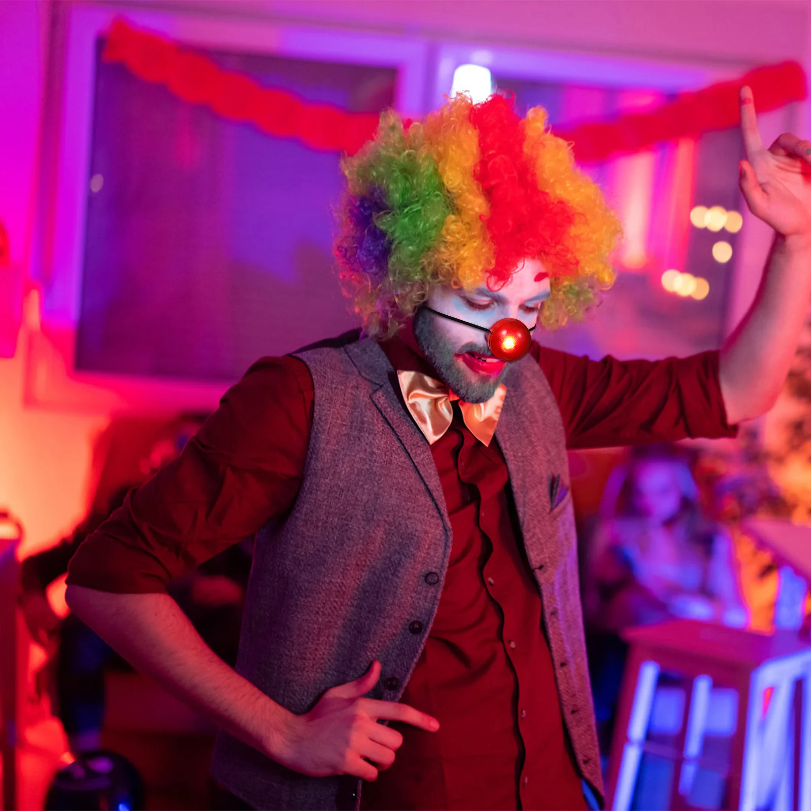 

Glowing Red Light Up Clown Nose For Adults Red Clown Nose Prop With Elastic Band Halloween Party Circus Cosplay