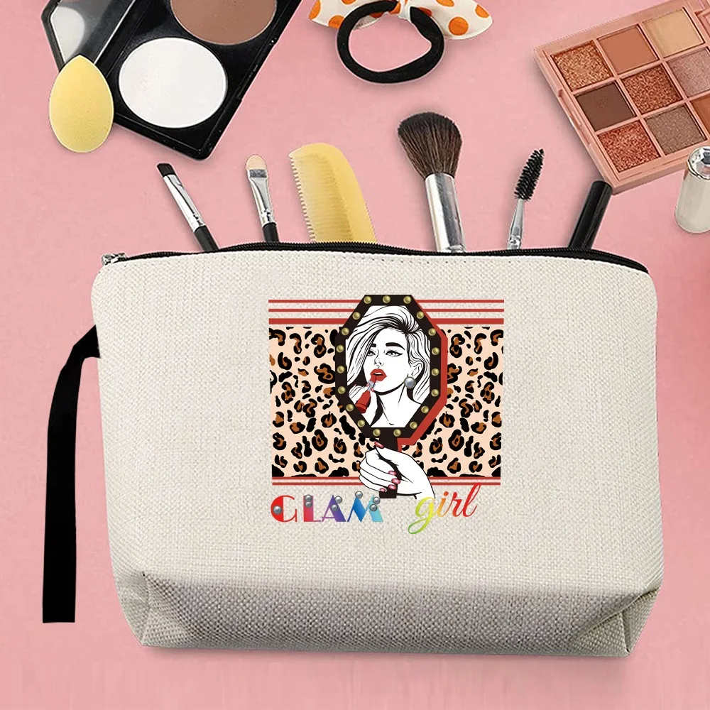 Bolsa de almacenamiento de cosméticos de lona de gran capacidad para mujer, organizador de maquillaje, bolso de papelería, estuche de lápices, caja de lápices, suministros