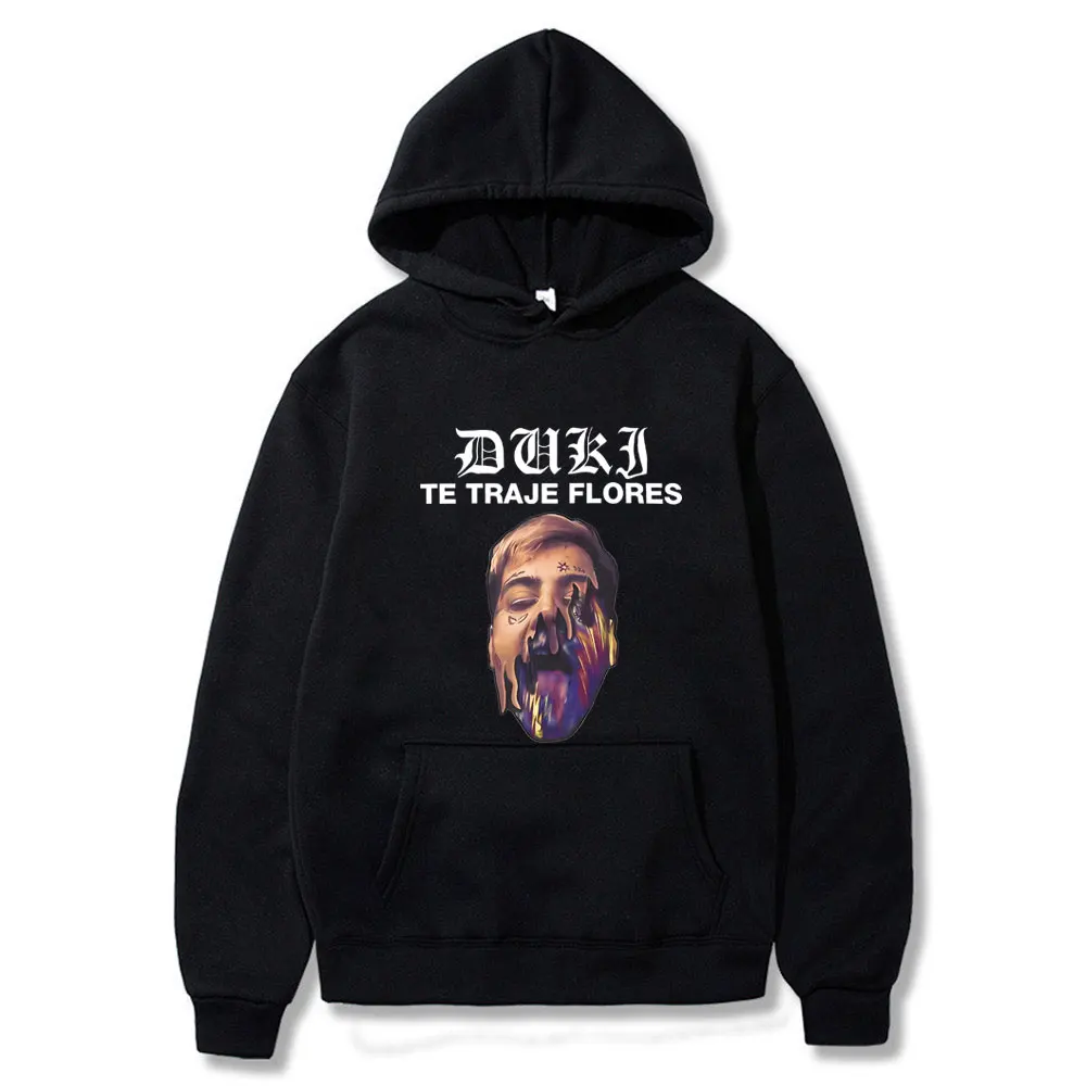 Rapper Duki The Traje Flores Head Graphic Hoodie Men Women Hip Hop Fashion Trap Rap Streetwear Men's Vintage Oversized Hoodies