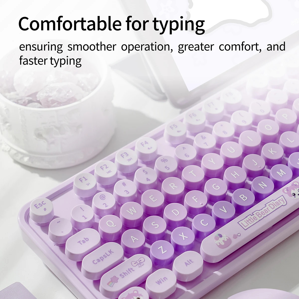 

MOFii Wireless 2.4G Connection Mixed Color Keycaps Cute Bear Ergonomic Sweet Keyboard Mouse Set