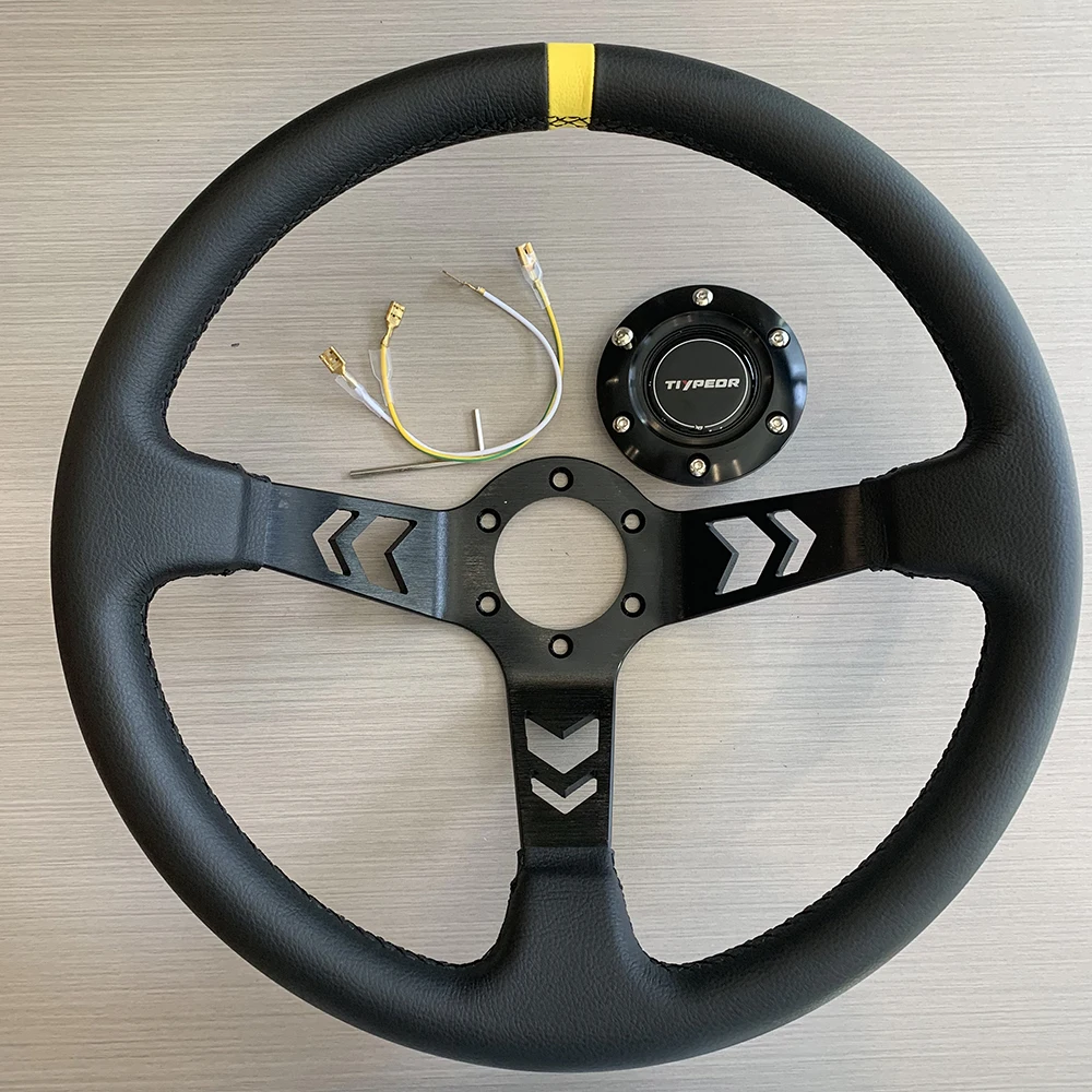 tiypeor Redesign JDM Racing Style Grand Universal 14inch Modified Drifting Sports Arrow Bracket Steering Wheel