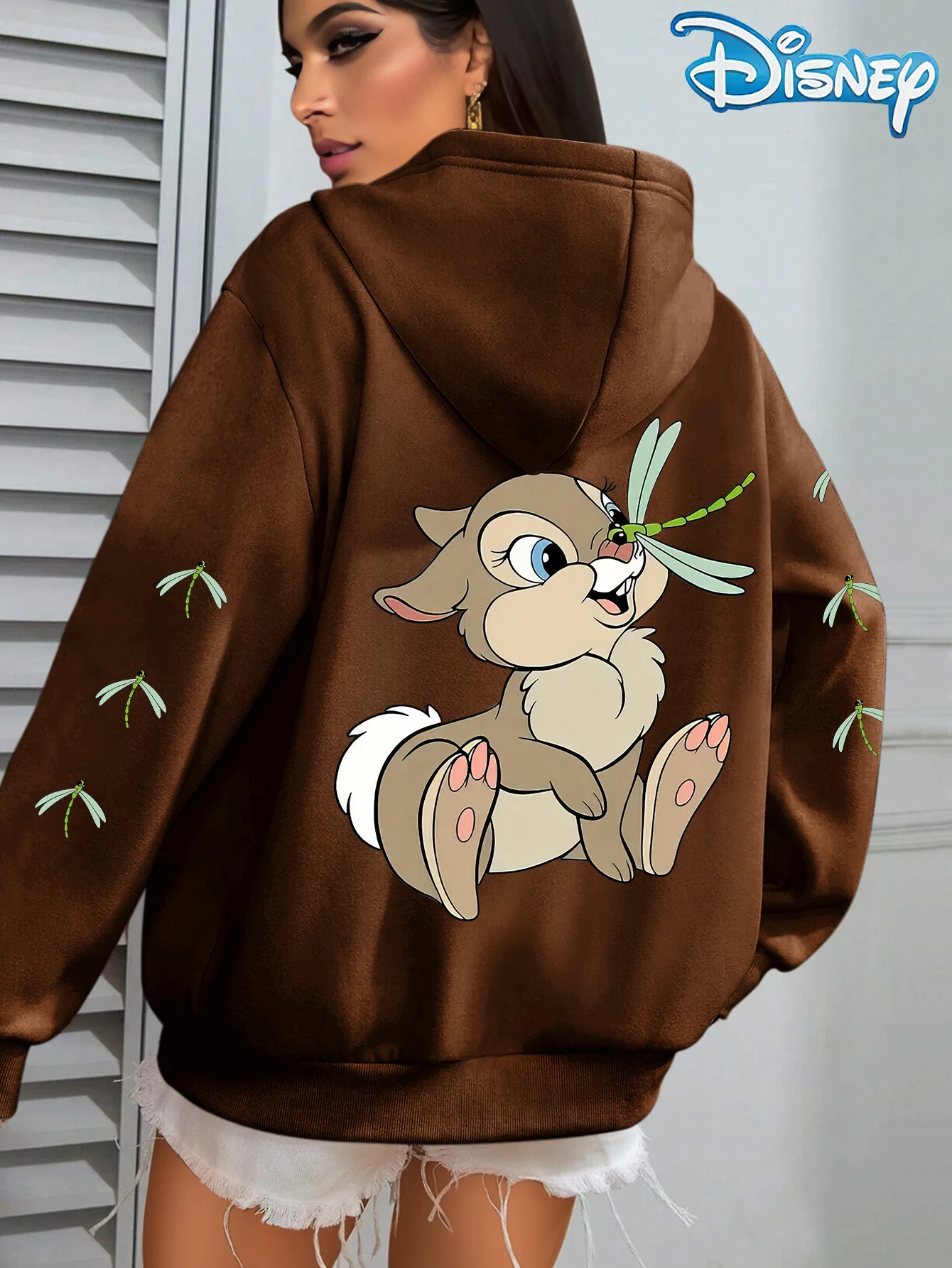 

Disney Samp and Dragonfly Hoodie - Women'S Pullover Sweatshirt Brown Hooded Sweater for Disney Fans mommy and me baby shark