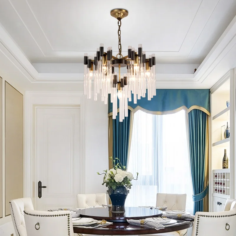 Post-modern all-copper living room chandeliers are luxurious and simple, and the dining room study copper chandeliers are creati