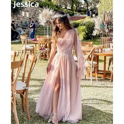 Jessica Light Pink Prom Dresses Fairy Glitter Evening Dresses Vestidos De Fiesta Tulle Layering Women's Wedding Party Dressese