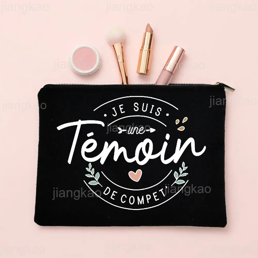 Bolsa de cosméticos con estampado francés para mujer, estuche de maquillaje de dama de honor, organizador de artículos de tocador de belleza, bolsas