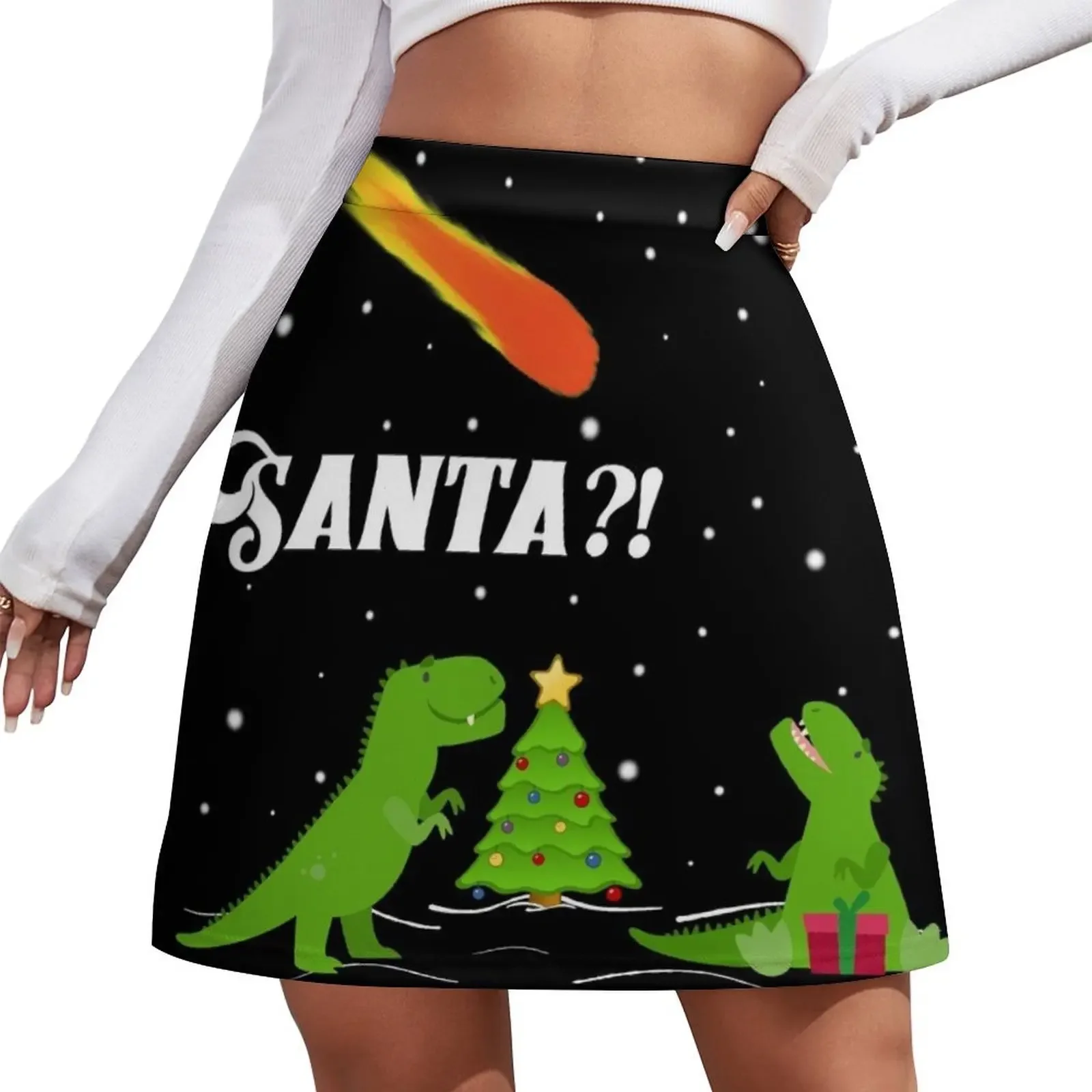 

SANTA! Dinosaur Extinction Asteroid Christmas Mini Skirt women clothing 2026 new arrivals Woman short skirt School uniform