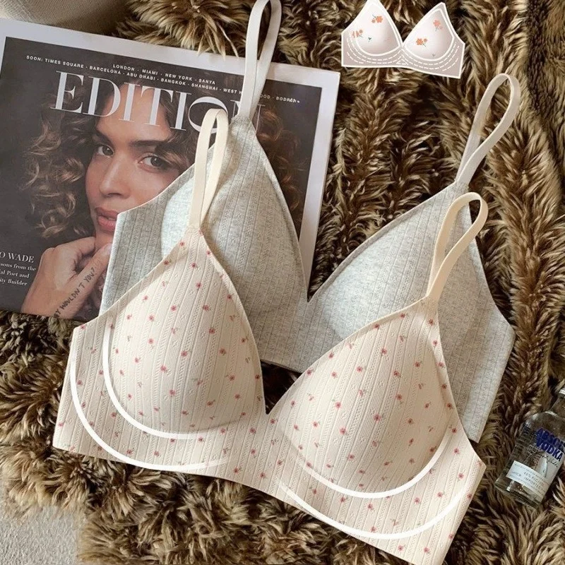 

Floral Print Teardrop Bra Small Bust Push Up - Cloud Foam Seamless No Spill Side Support, Anti Sag Wireless Bralette Naked Feel1