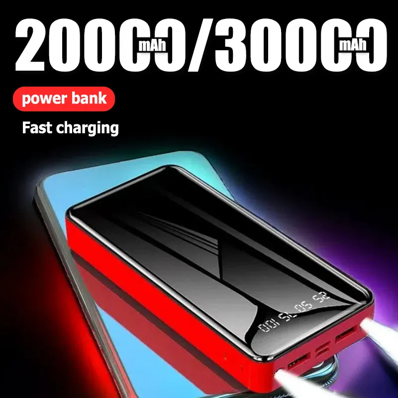 20000 мАч/30000 мАч внешний аккумулятор PoverBank светодиодный Powerbank портативное зарядное устройство для мобильного телефона с 2 USB для Xiaomi MI HUAWEI