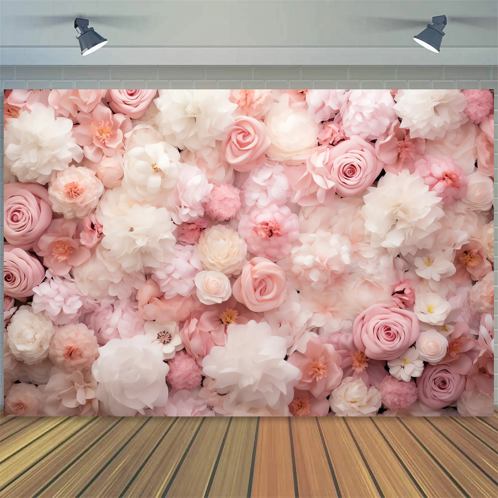 5x3ft Flower Wall Backdrop Spring Pink Rose Portrait Banner Photography Background Wedding Floral Wall Bridal Shower Party Decor