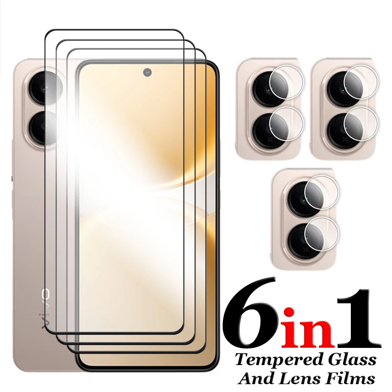 6in1 For Vivo V70 Lite 5G Glass For Vivo V70 Lite Tempered Glass 2.5D Full Cover Screen Protector For Vivo V70 Lite Lens Film