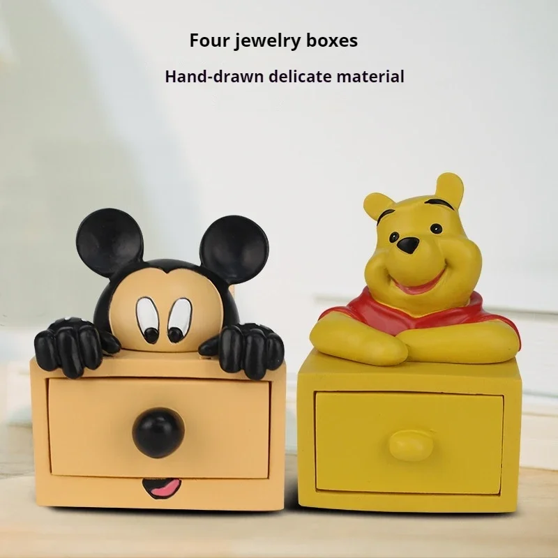 New Disney Cartoon Storage Box Mickey Donald Duck Home Decoration Box Cartoon Doll Desktop Ornaments Necklace Ring Jewelry Box