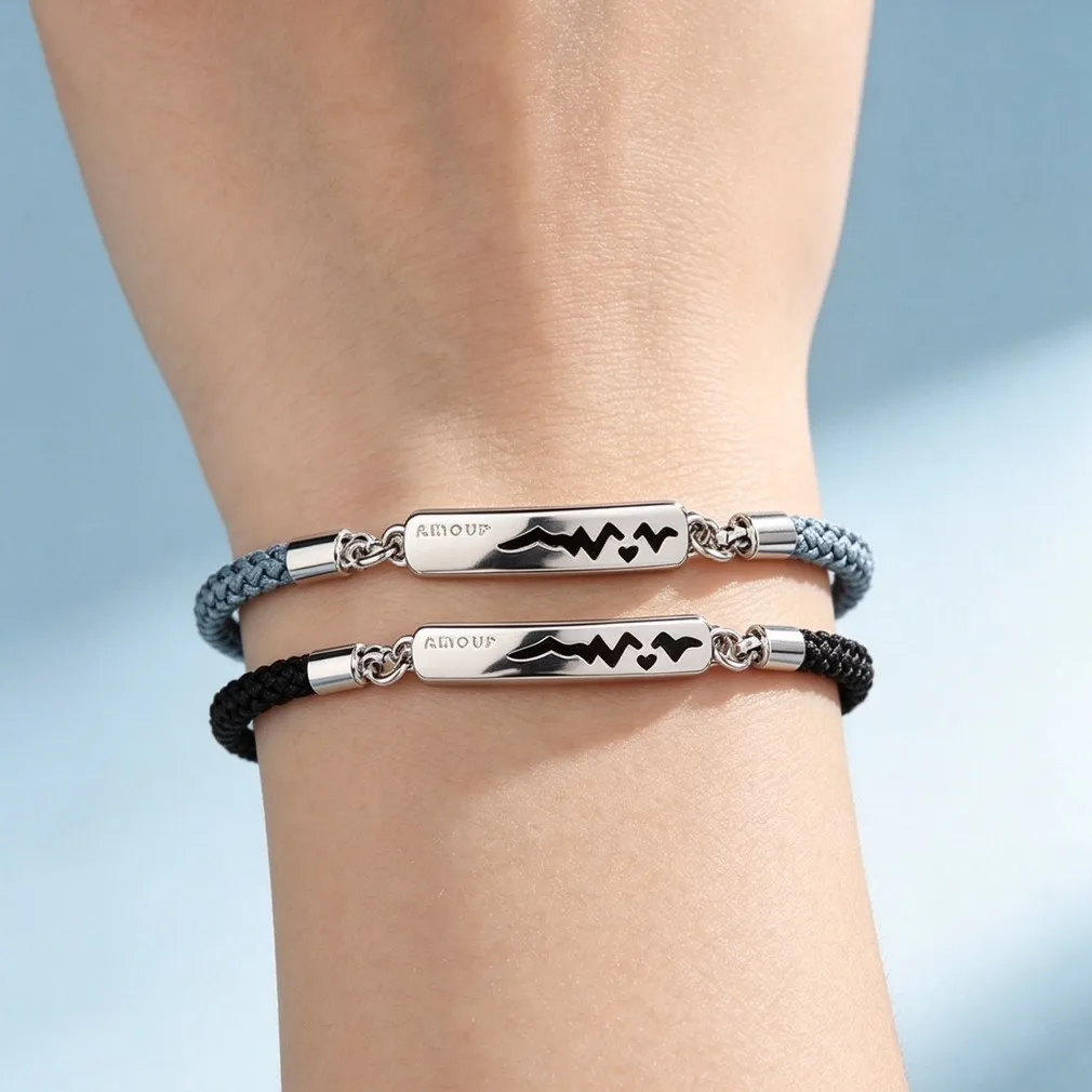 Lucky Net Red With A Pair Of Mountain And Sea Lovers Hand Rope Adjustable Temperature Change Commemorative Bracelet Hand String