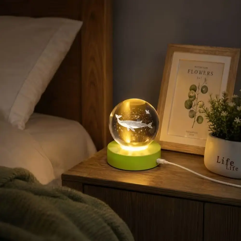 Round LED Light Art Display Base Multicolor 6cm Diameter Rechargeable Lamp Holder White Light/Warm Light/Colorful Light