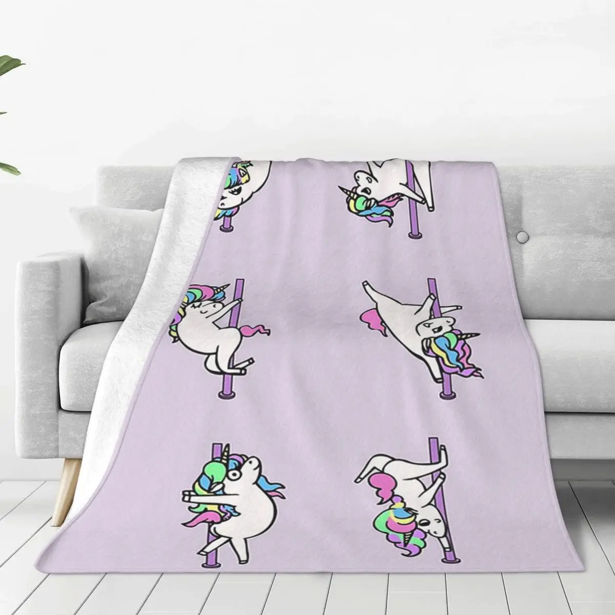Unicorn Pole Dancing Club Blanket Soft Warm Flannel Throw Blanket Bedding for Bed Living room Picnic Travel Home Couch