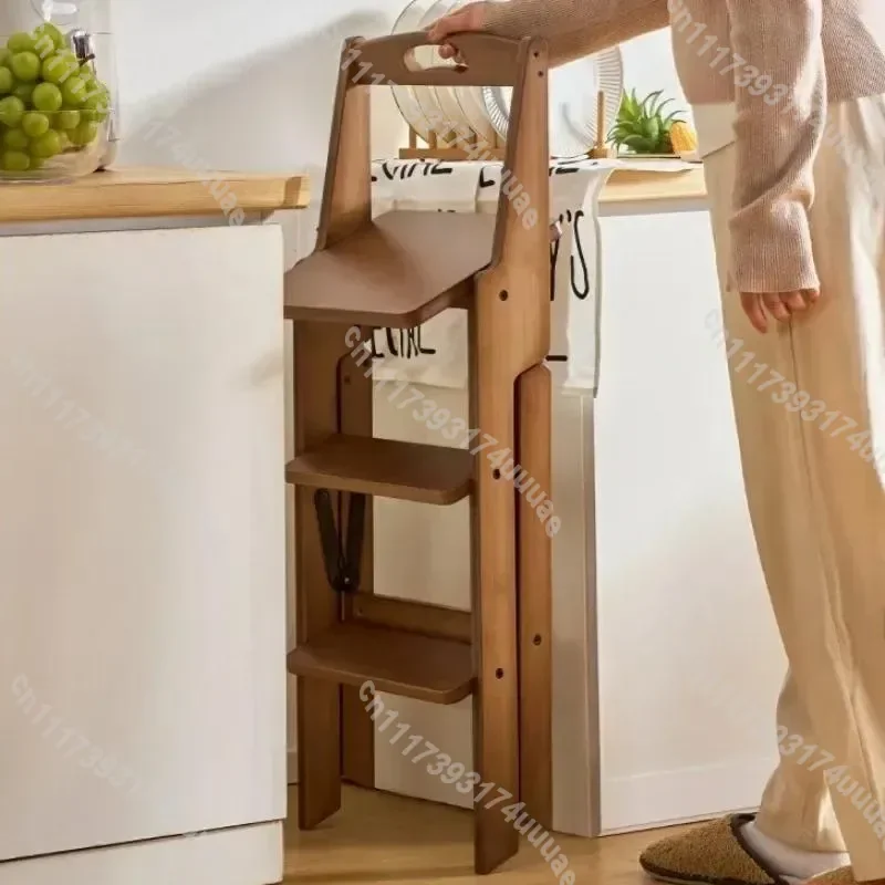 Foldable 2 in 1 Step Stool with Backrest Multifunctional Ladder Chair for Kitchen Indoor Climbing Folding Step Ladder Seat