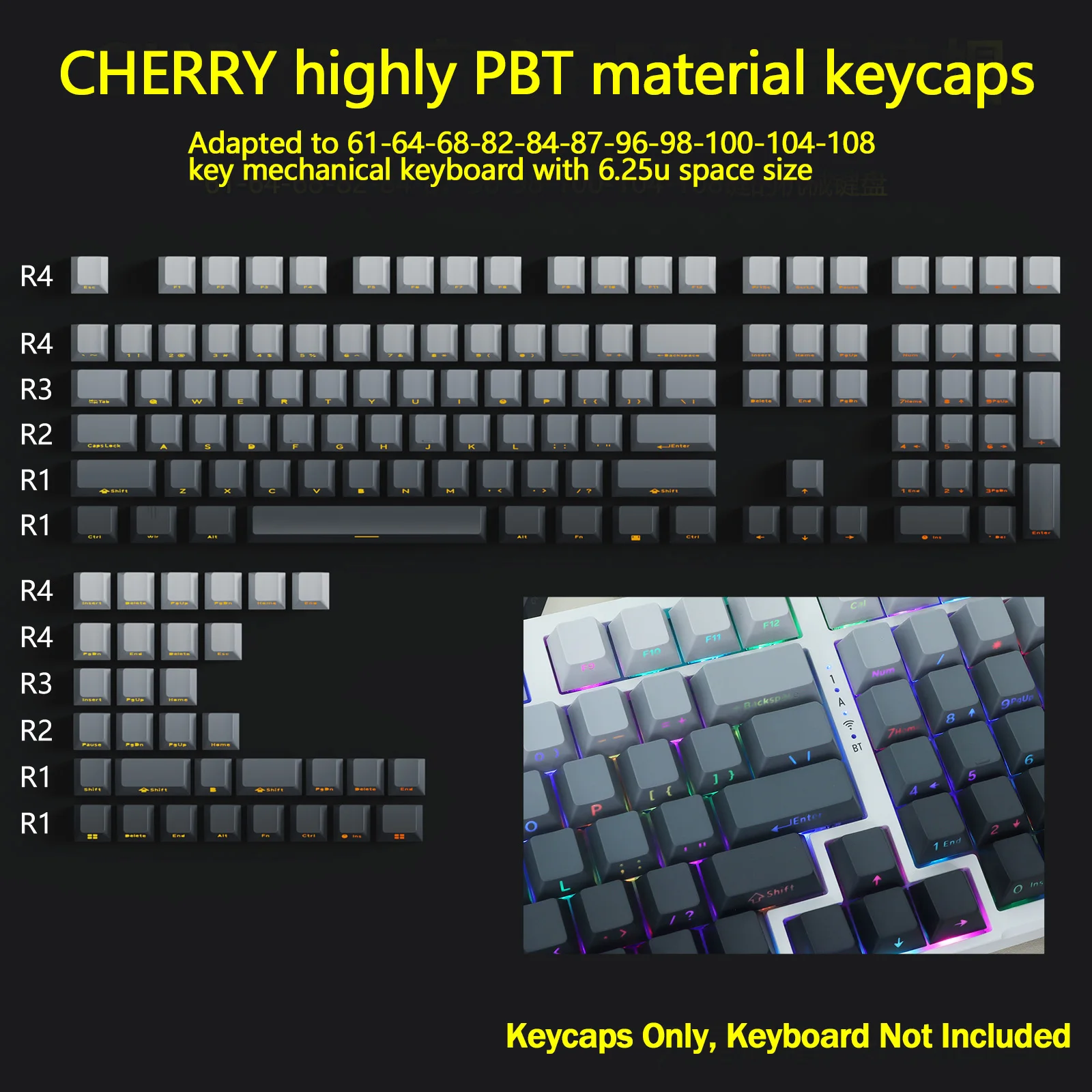

Spider web PBT custom keycaps are suitable for mechanical gaming keyboard 61/68/75/82/84/87/98/104 configuration