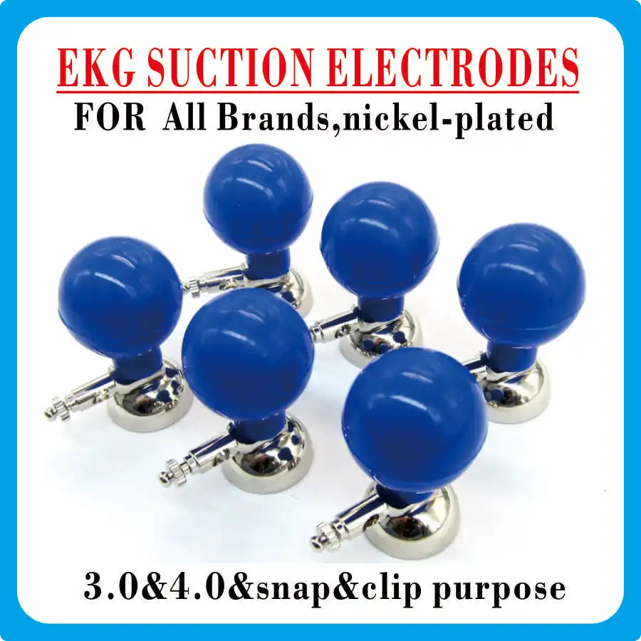 6pcs/set Large size ball Nickel-plated Ekg Suction Electrode,3.0&4.0&snap&clip purpose ， Electrocardiogram electrode