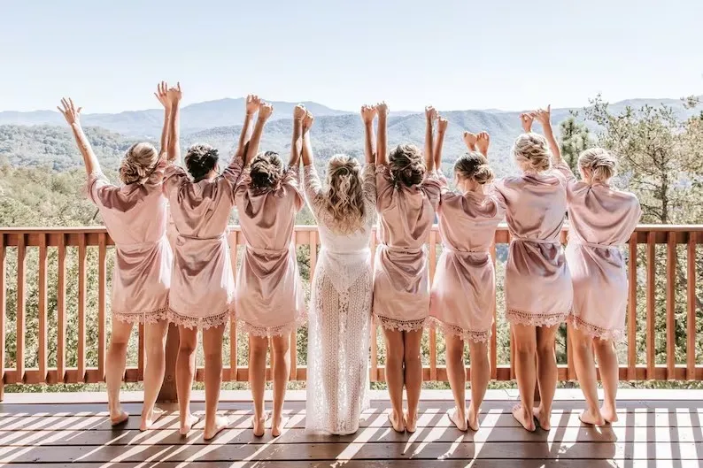 Batas De seda personalizadas para dama De honor, Kimono para Madre De La Novia, vestido De boda De satén, Verano