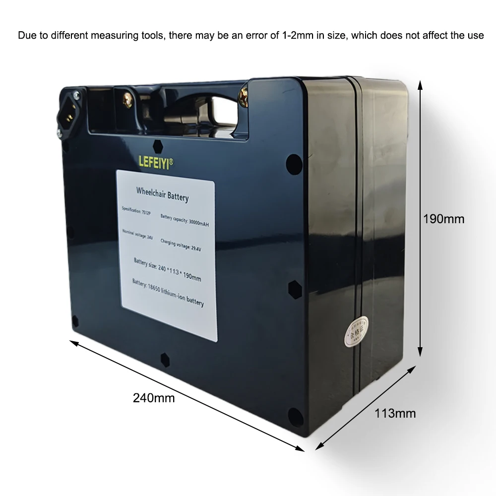 24V large BMS rechargeable lithium-ion battery with full capacity of 24V20ah-70ah wheelchair battery