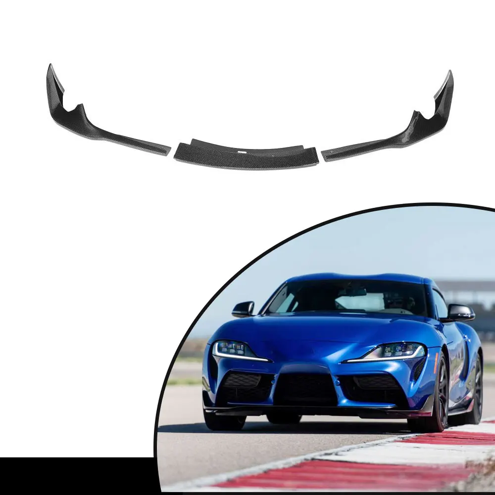 

Комплект из 3 карбоновых сплиттеров переднего бампера для Toyota Supra GR MK5 A90 A91 2020-2024 в стиле JDM (аэродинамический комплект)
