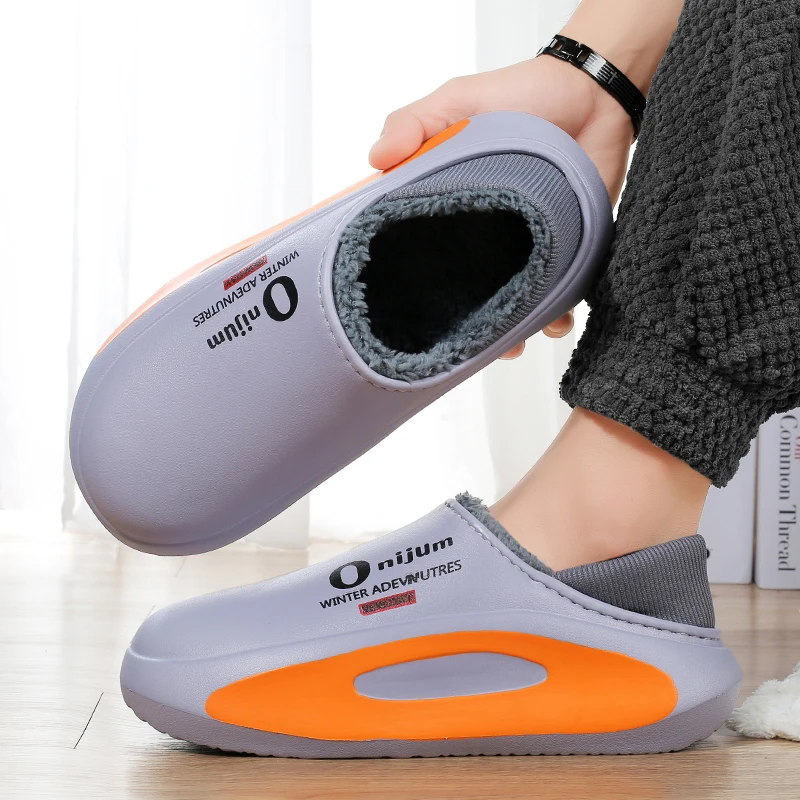 Мужские и женские хлопковые тапочки, мягкие теплые тапочки, непромокаемые лоферы, унисекс, домашние плюшевые тапочки для спальни, зимняя парная обувь