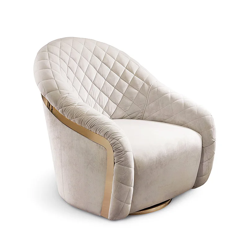 Italian style, grid, living room, villa, all leather, sofa chair, light luxury