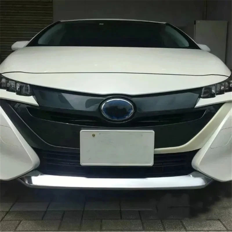 WELKINRY For Toyota Prius PHV Prime XW50 2nd Generation 2017-2019 ABS Chrome Front Car Head Face Bumper Cover Trim