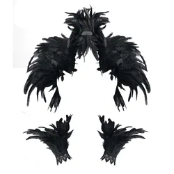 PESENAR Gothic natural feather shawl Shrug collar Halloween party scarf