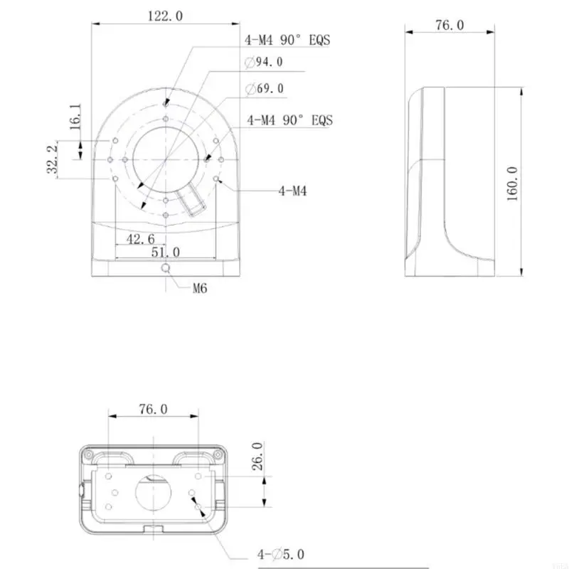 T5EA nhôm đa ​​năng gắn khung tường cho các mẫu máy ảnh PTZ vòm khác nhau