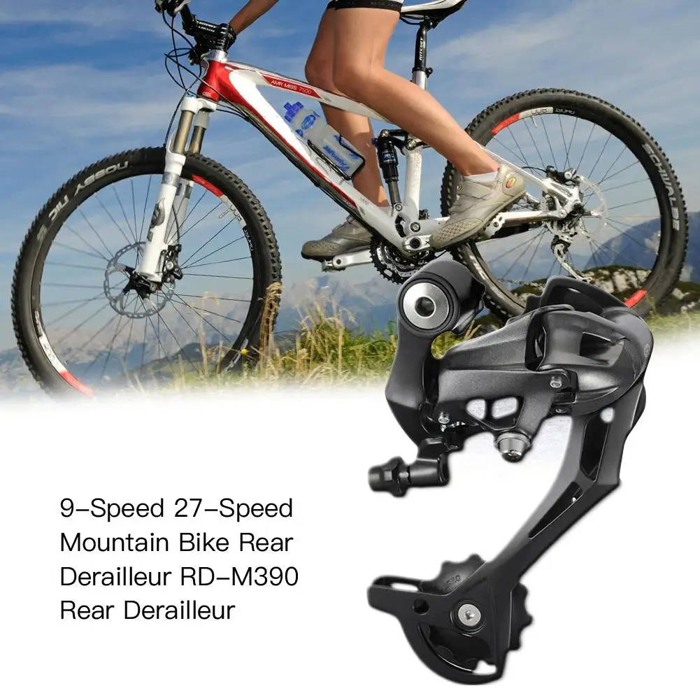 Rd-m390 Bicycle Rear Derailleur 9/27 Speed Aluminum Alloy Mountain Bike Transmission Accessories