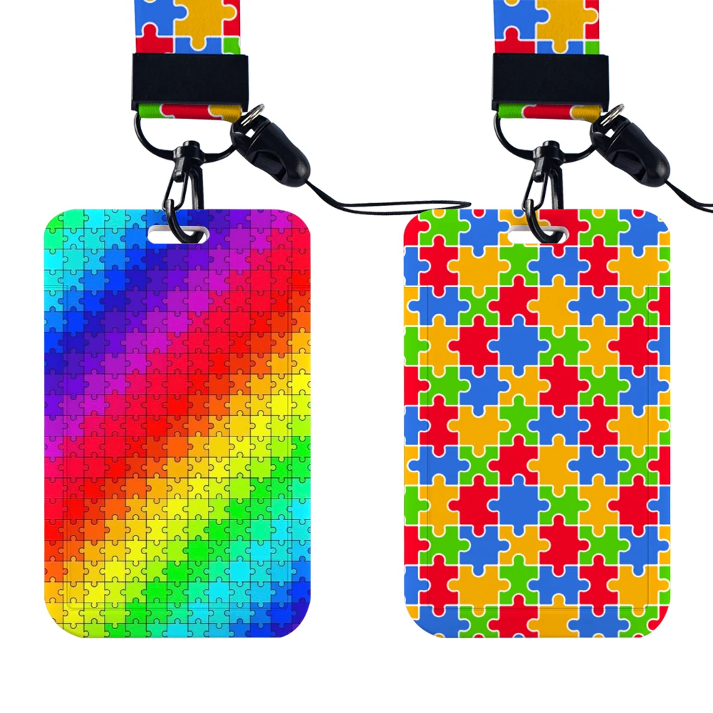 Chroma Care for autism ID Card Holders Lanyard Anime Credit Card Badge Holder Girl Retractable Clip Business Cardholder Key