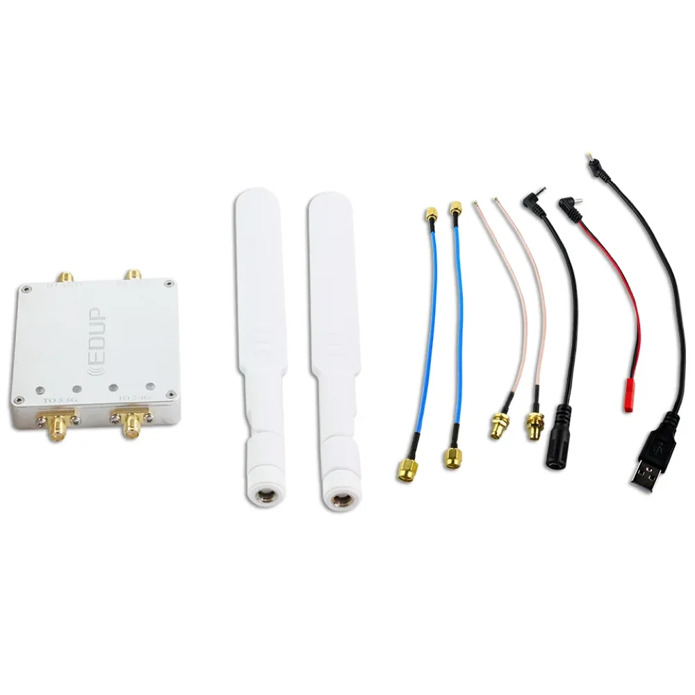 EDUP Dual 5.8Ghz Signal Amplifier 4W Channel Long Range Wifi Booster Wifi Extender Repeater With Dual Antenna