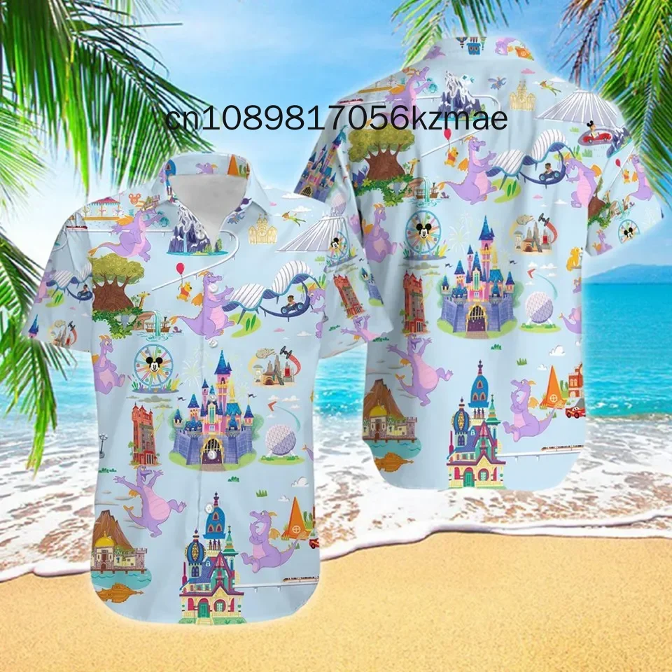 Disney Most Magical Castle Hawaiian Shirt Men's Women's Short Sleeve Button Up Shirt Disney Hawaiian Shirt Mickey Beach Shirt