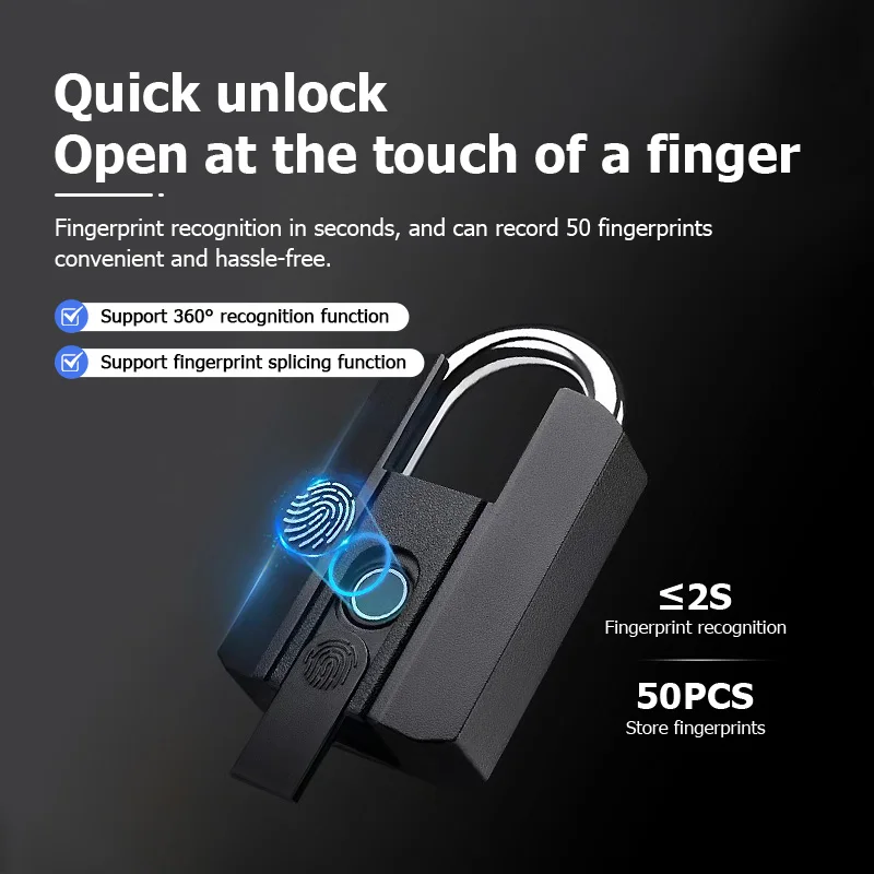 IP67 waterproof TTLock APP Bluetooth Smart Padlock Fingerprint Lock Keyless Mini Bag Portable Electronic PadLock smart door lock