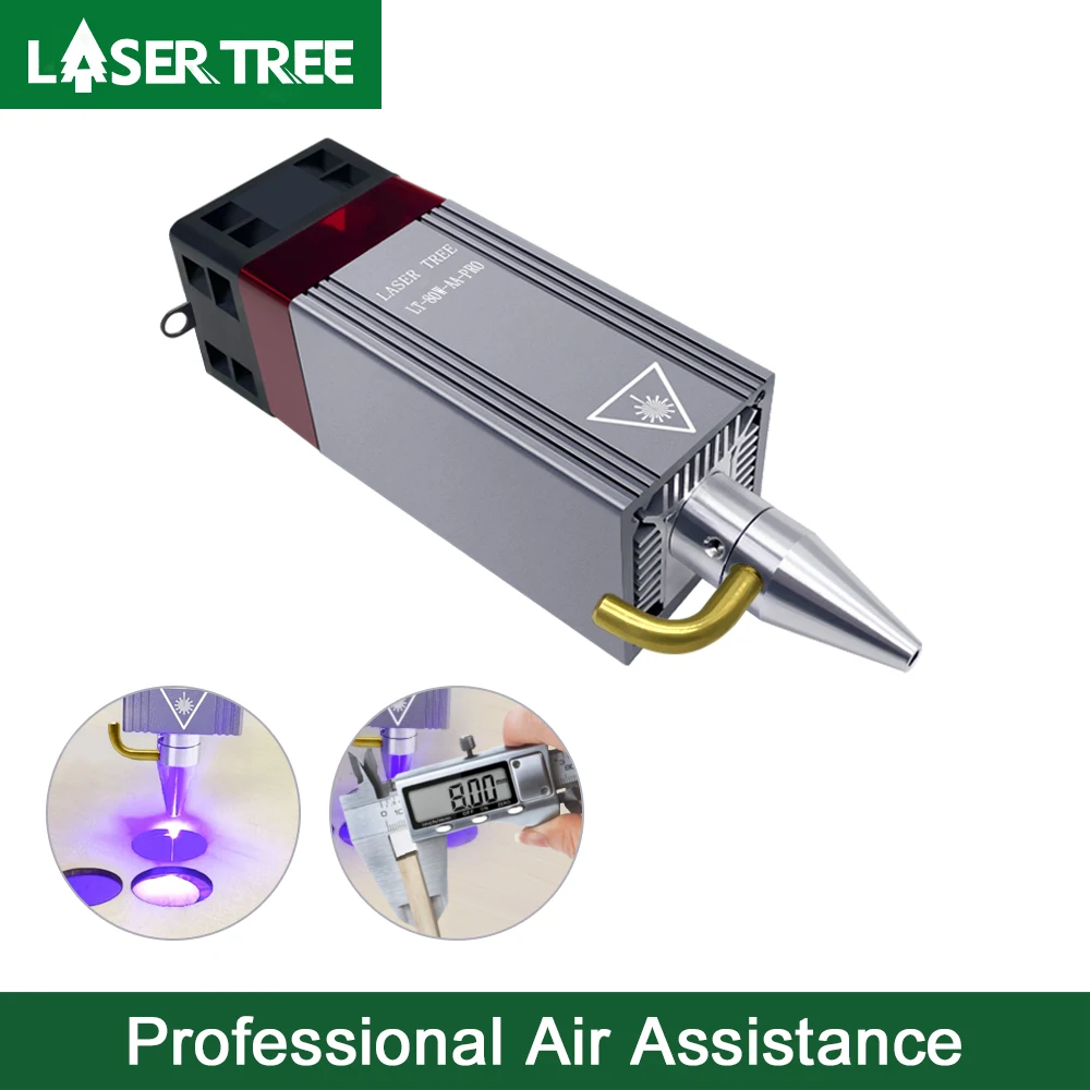 Árbol láser de 80W, módulo láser de alta potencia con boquilla de Metal de asistencia de aire, cabezal láser TTL para máquina de corte de grabado