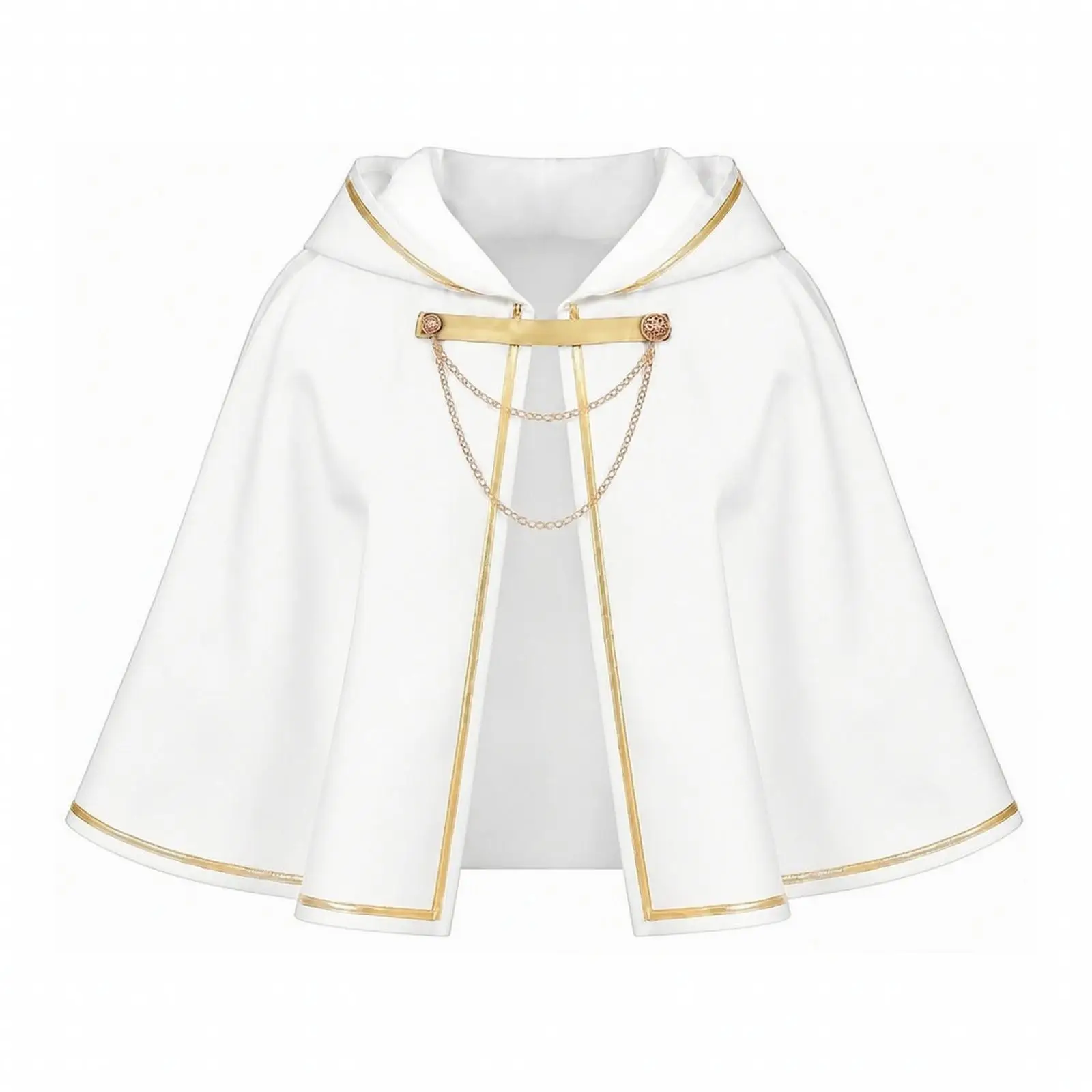 White Linen Renaissance Cloak for Women Hooded Cape Shoulder Drape Medieval Costume Gothic Style Cloak with Metal Clasp