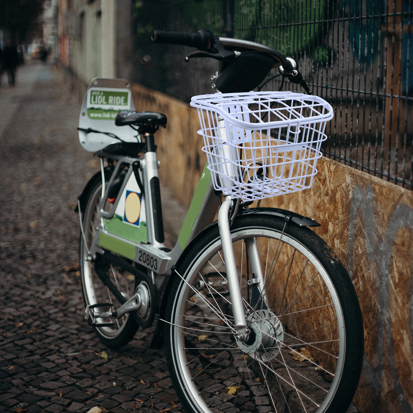 

1pc Thickened Iron Bike Basket With Lid Front Storage For Electric Cycling Durable Outdoor Stable Holder Container Accessory