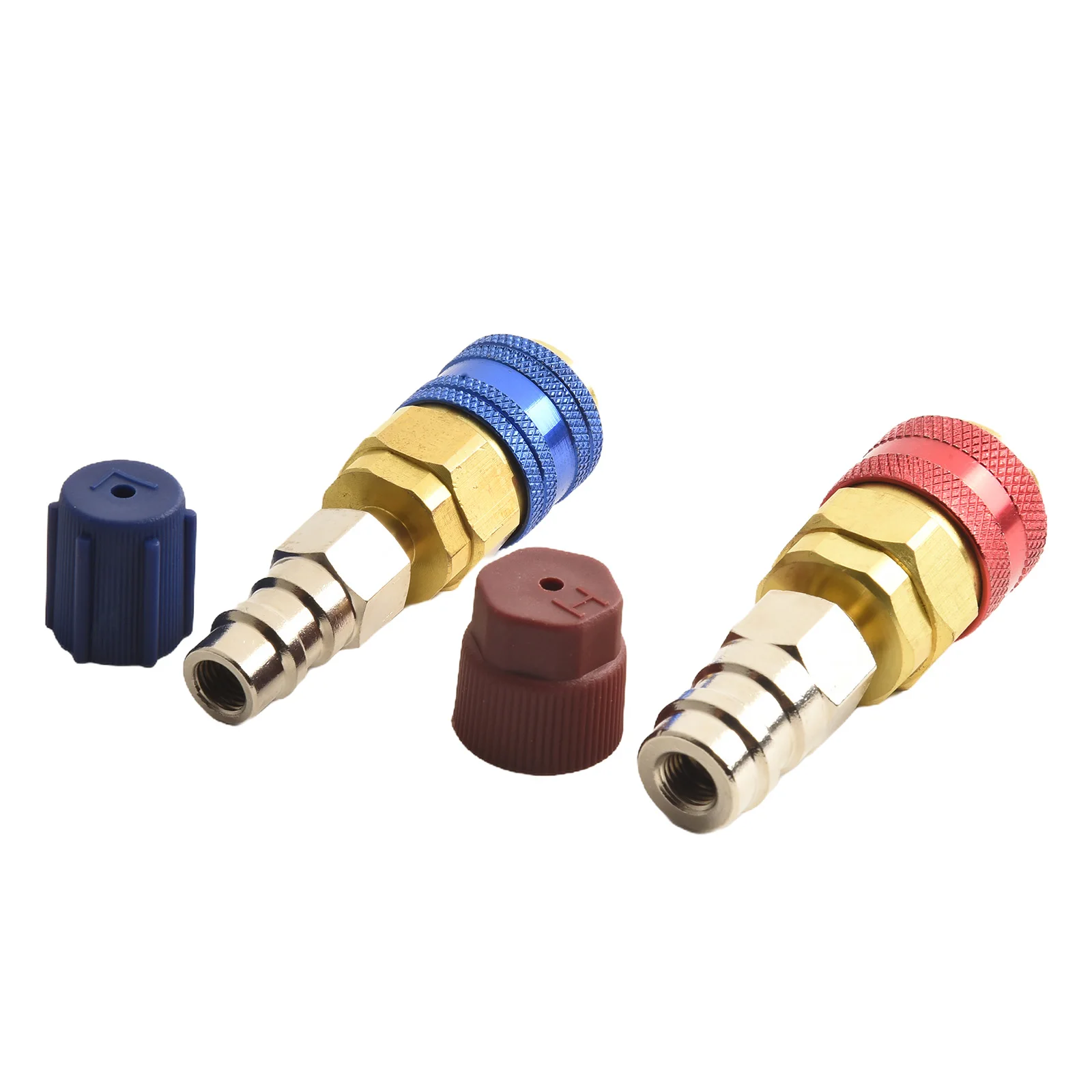 Extension Adapters Quick Coupler Office Outdoor Garden R134 Side Mount With Cap 2 Pcs Accessories Air Condition Replacements