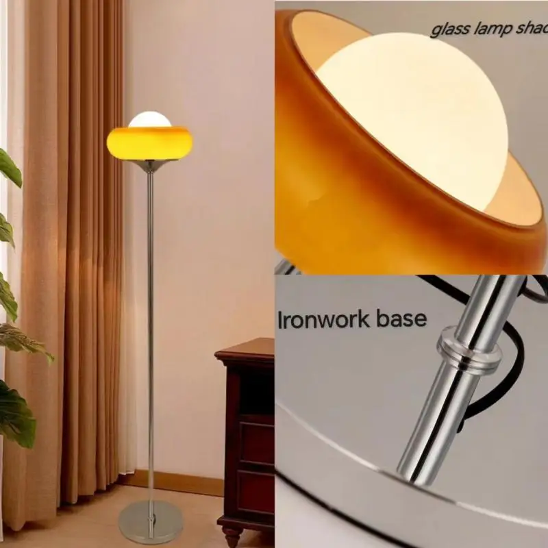 Nordic Modern Bauhaus Egg-Shaped Floor Lamp Front Sofa Floor Lamp Living Room Study Bedroom Bedside Lamp Eye-Friendly Lighting