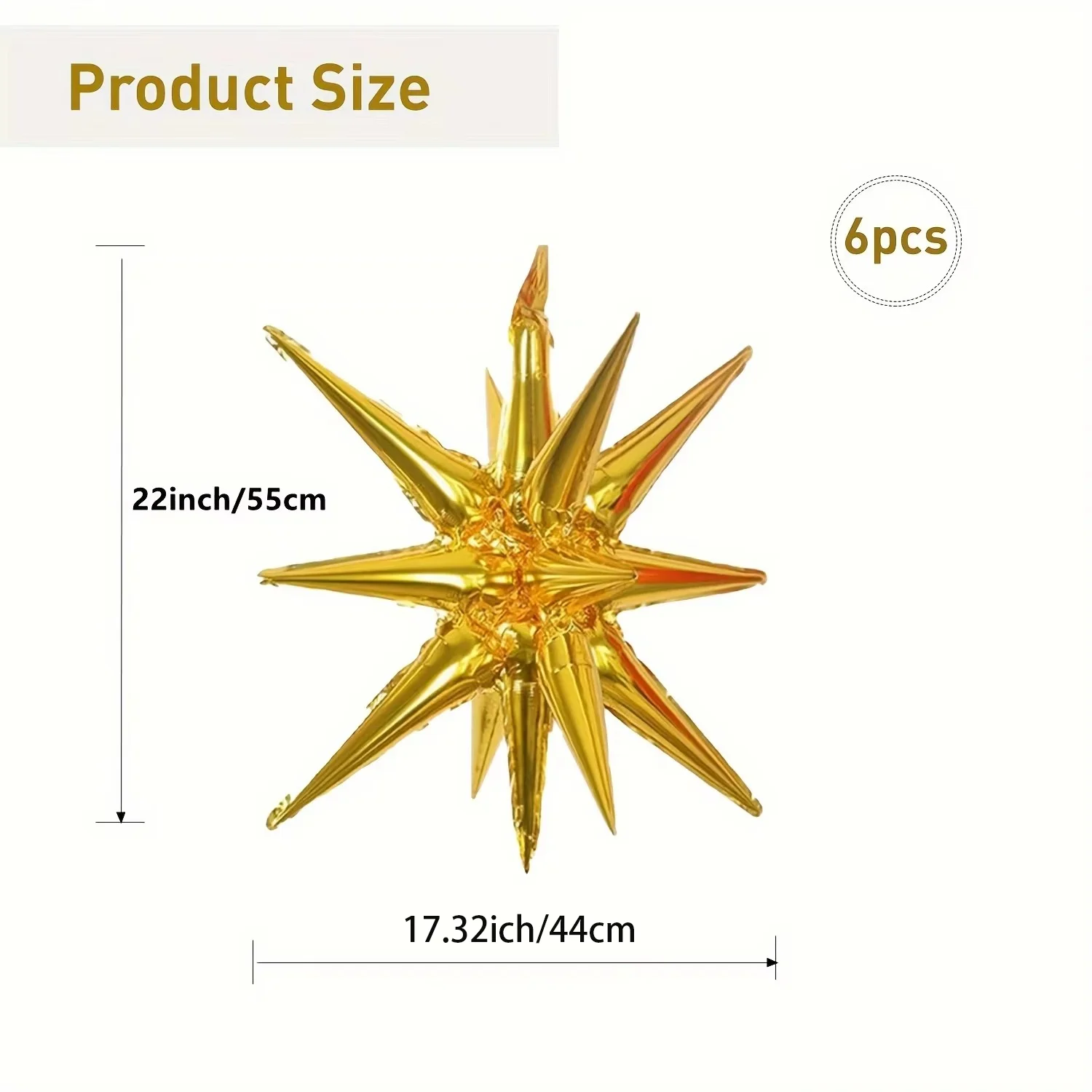 6pcs Exploding Star Aluminum Foil Balloon Set for Birthday Wedding Party Backdrop Decorations - Assorted Colors