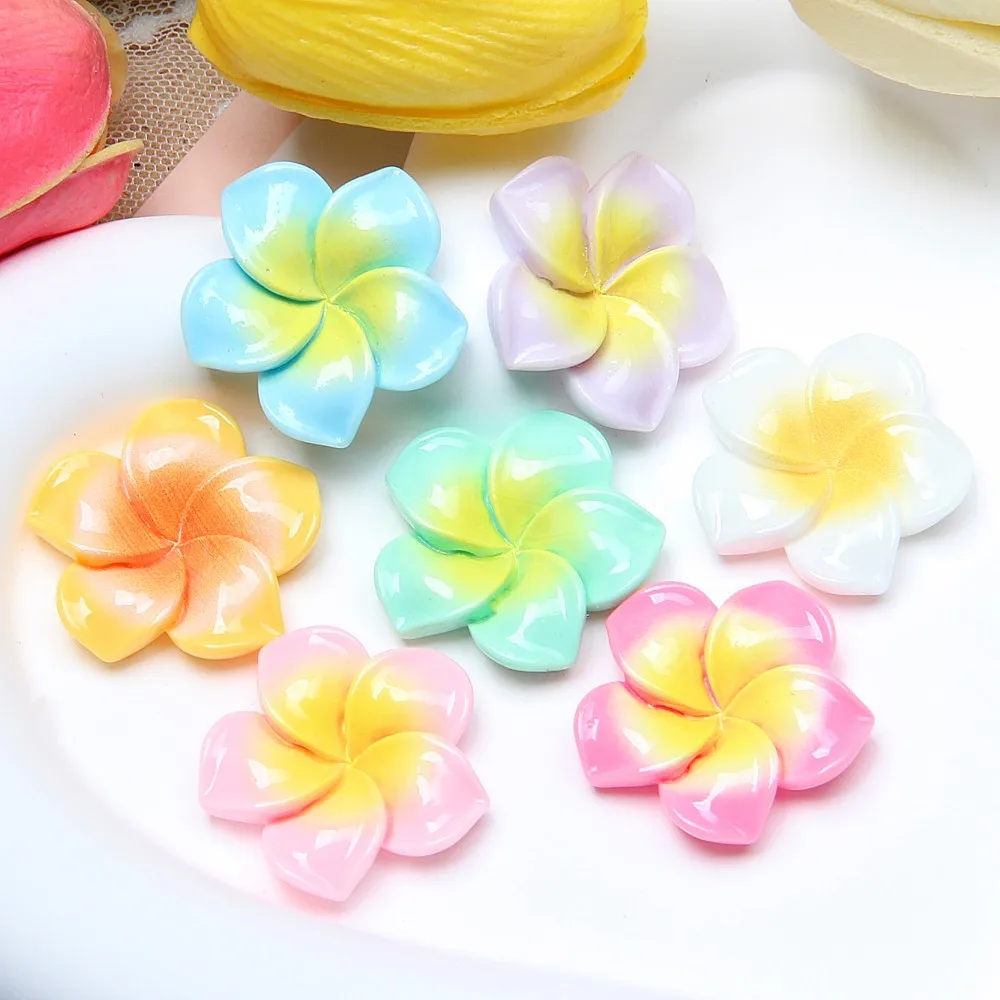 100/200 buah Resin lima kelopak bunga datar Cabochon buku tempel cocok untuk rambut busur pusat Kawaii DIY aksesoris hiasan