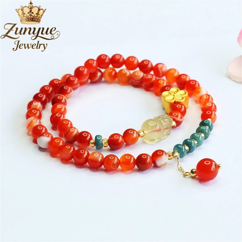 

Natural Double-Ring Red Agate Yellow Crystal Peach Blossom Bracelet Luxury Quality Jewelry Fashion Jewelry Exquisite Elegant