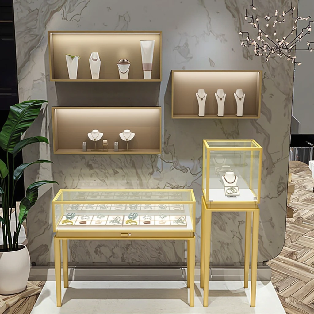 

Custom.Zhuoke Custom Design LED Lighting Jewelry Showcase Hot Sale Furniture for Jewelry Store 3D Model Jewellery Display Cabine