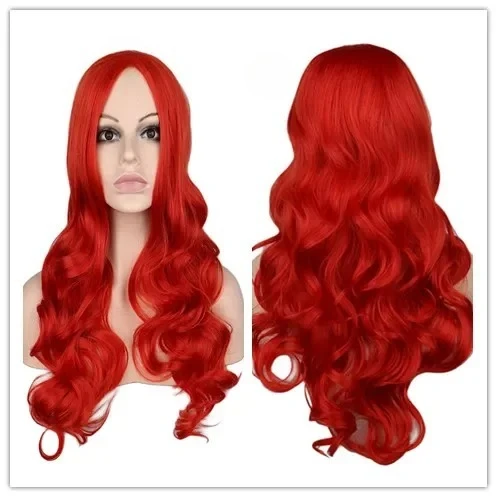 QQXCAIW Funny Princess Angel Wig Long Wavy Black Red Pink Blonde Brown Wig Cosplay Heat Resistant Synthetic Hair Party Props