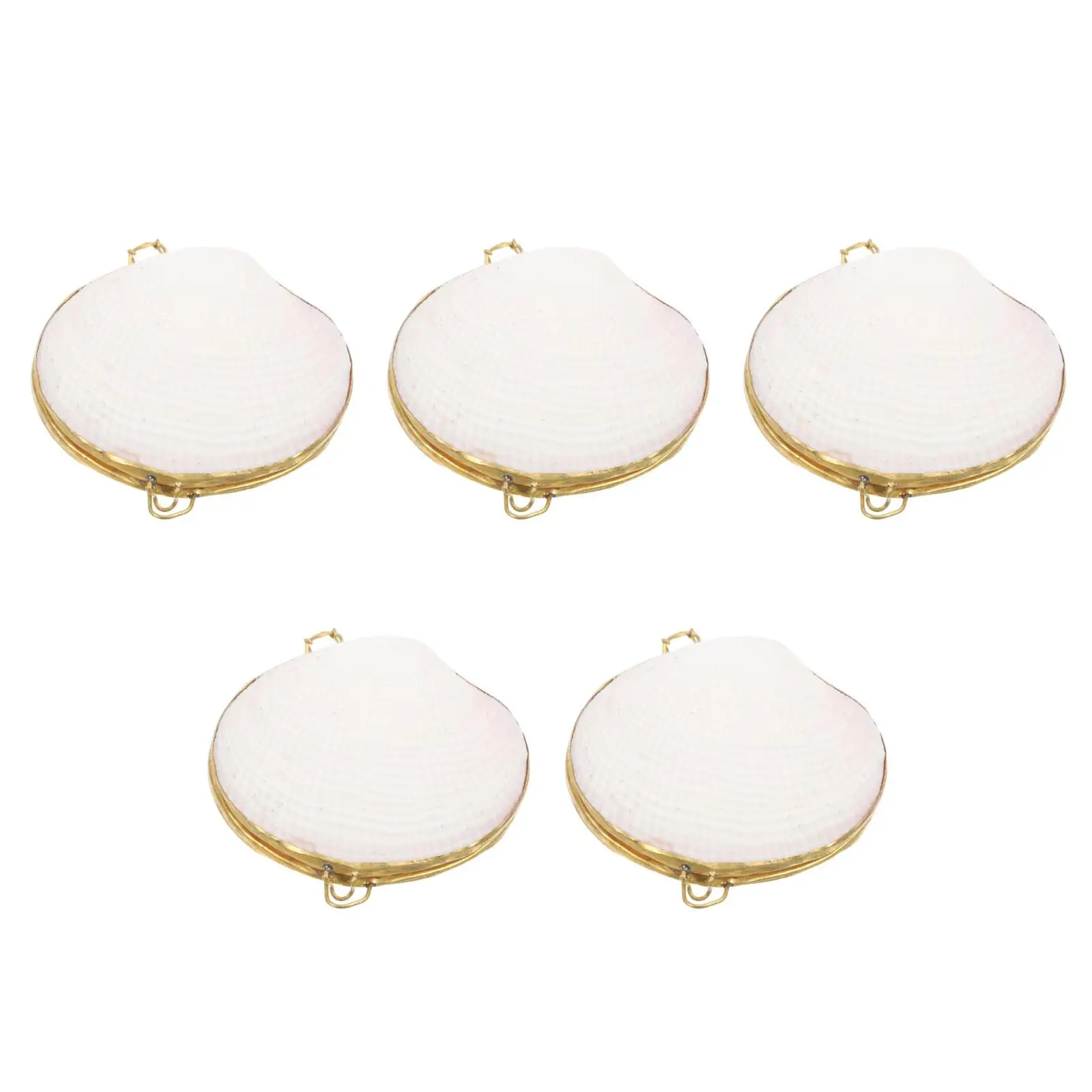 5pcs 5 Pcs Golden Jewelry Case Storage Compact Box Trinket Boxes Dust-proof Natural Shell Material