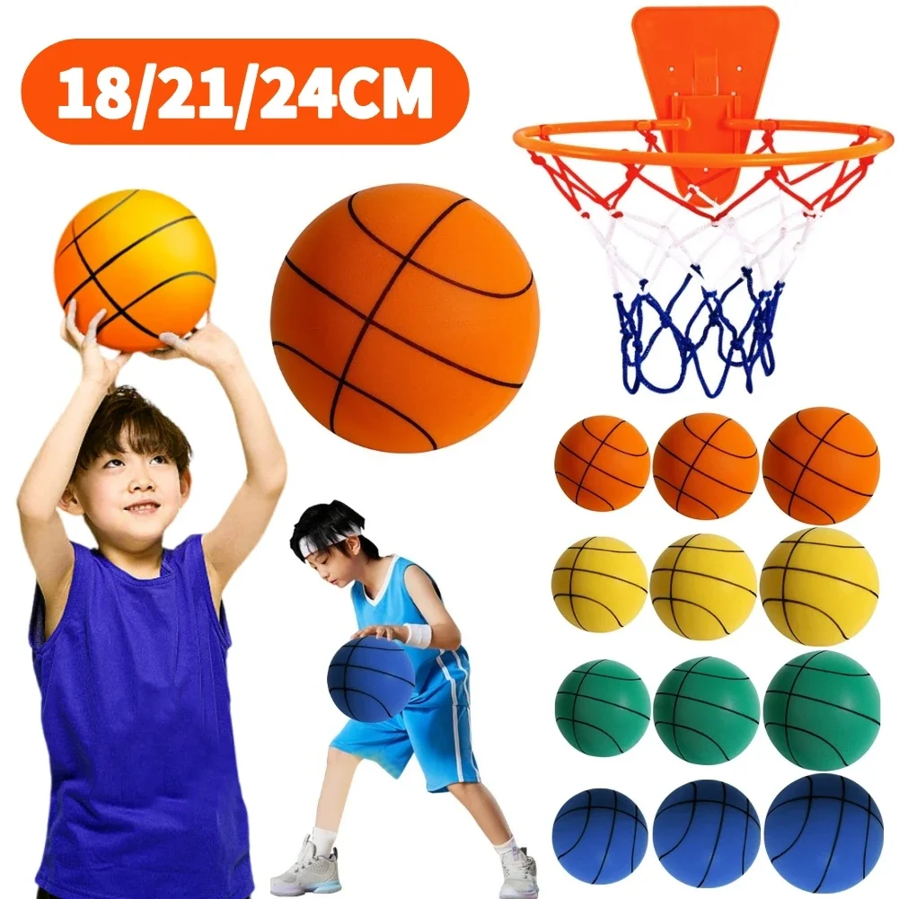 Kids Bouncing Mute Basketball 18/21/24CM Indoor Silent Basketball Foam Balls 3/5/7 Size Basketball High-Resilience Basket Ball