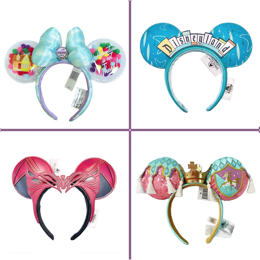 Diadema con orejas de Mickey Mouse de Disney para niñas, diadema de PU con lazos, disfraz de Halloween, regalo de felpa para Cosplay, muñeca de